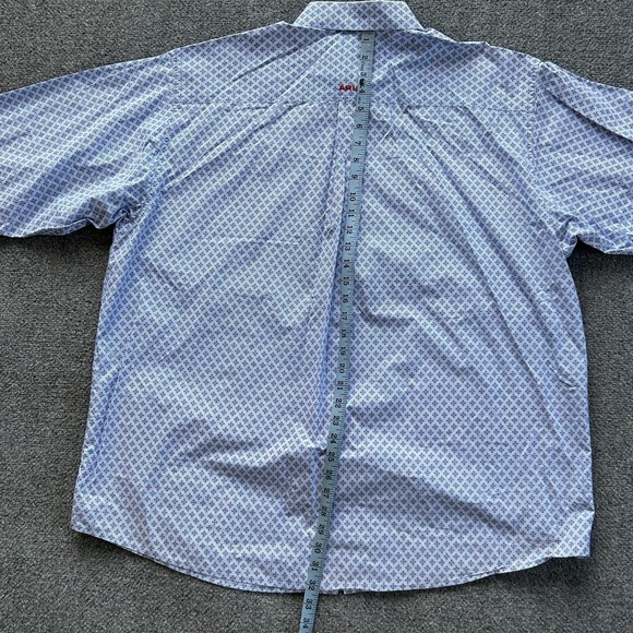 Ariat Shirt Mens 2XL Blue Geometric Western Button Down Long Sleeve Cotton - Picture 10 of 12